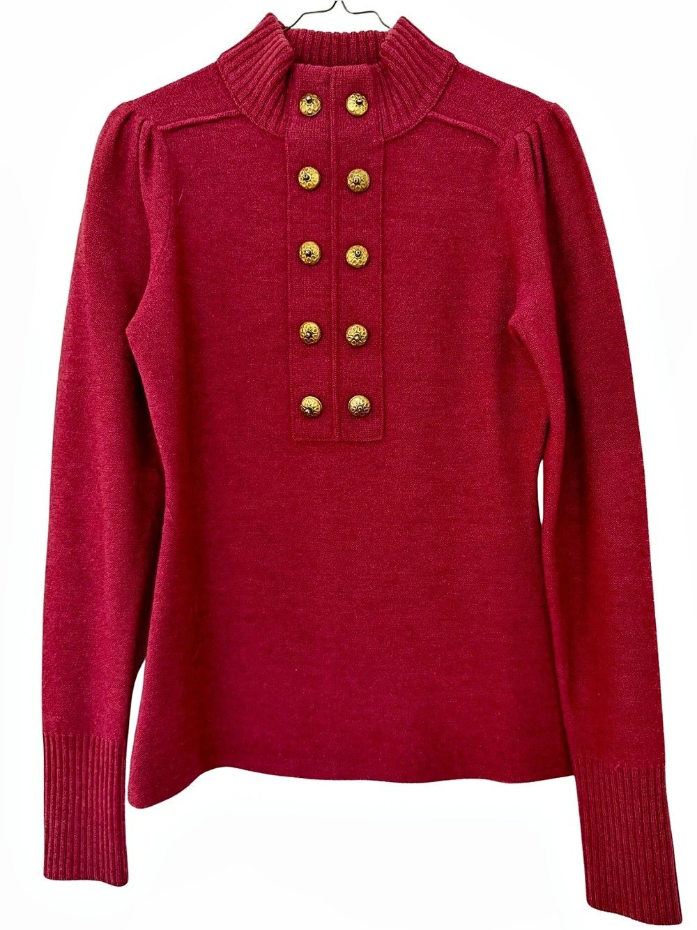 Plenty by Tracy Reese Red Button Front Turtleneck Size Medium Like New